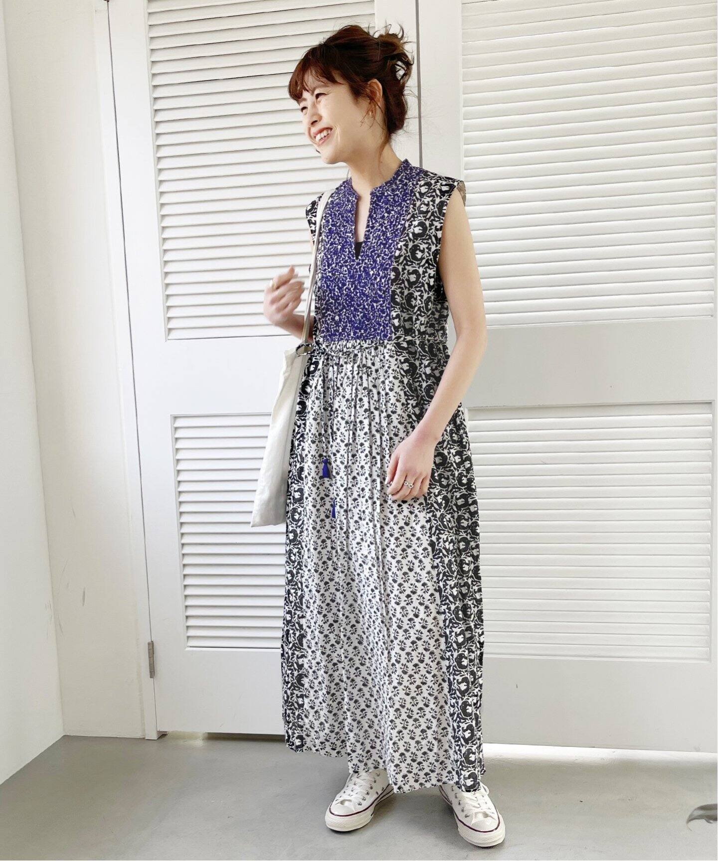 ne Quittez pas / ヌキテパ】COTTONJQD COMBI EMB DRESS  
