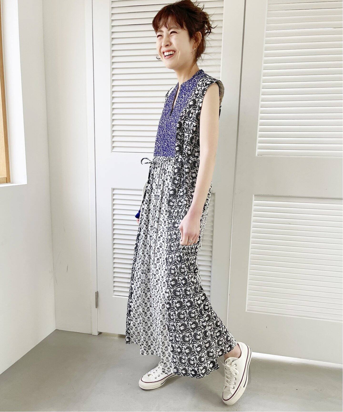 ne Quittez pas / ヌキテパ】COTTONJQD COMBI EMB DRESS（ワンピース  