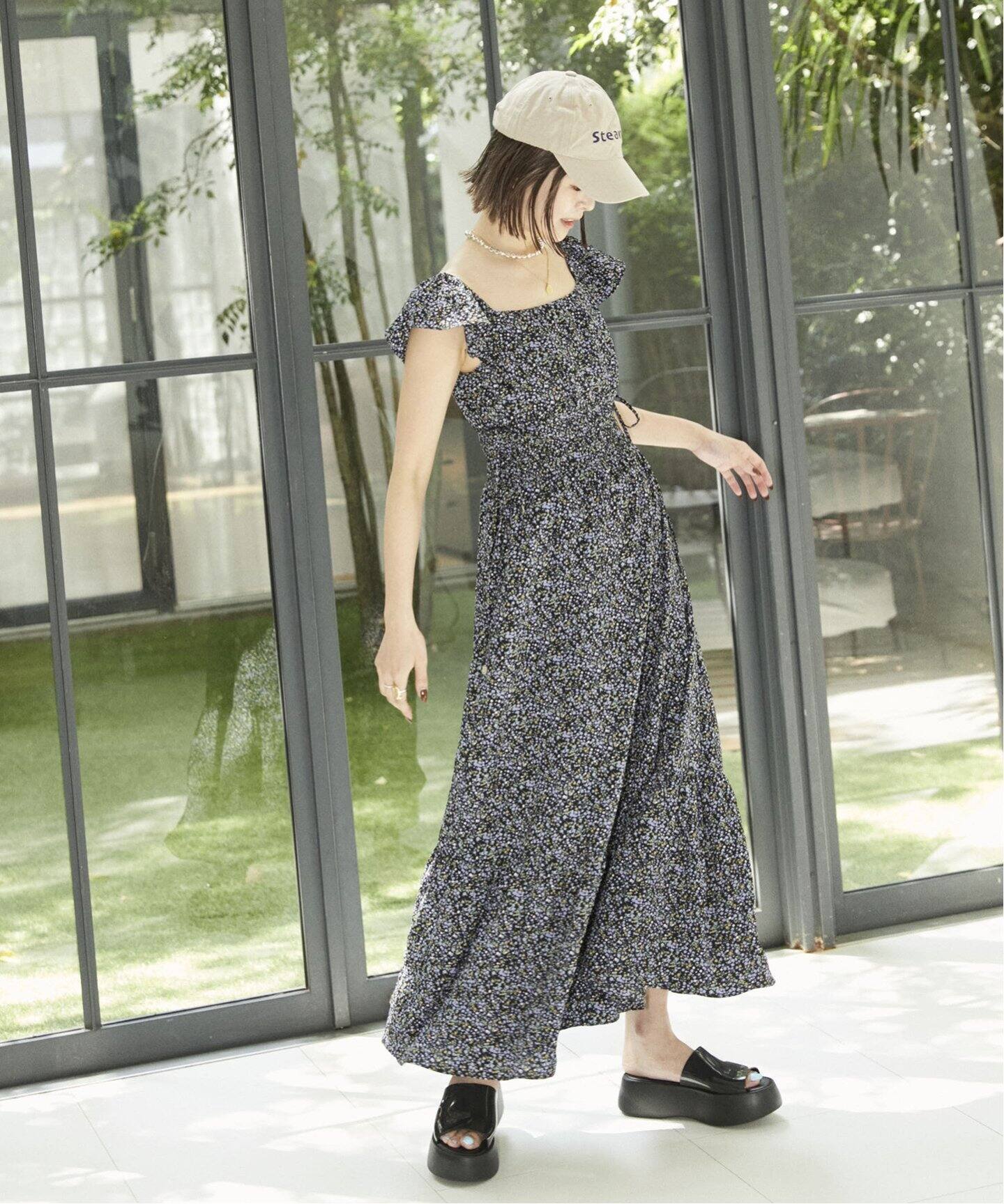 フラワープリントシャーリングワンピース（ワンピース）｜U by  