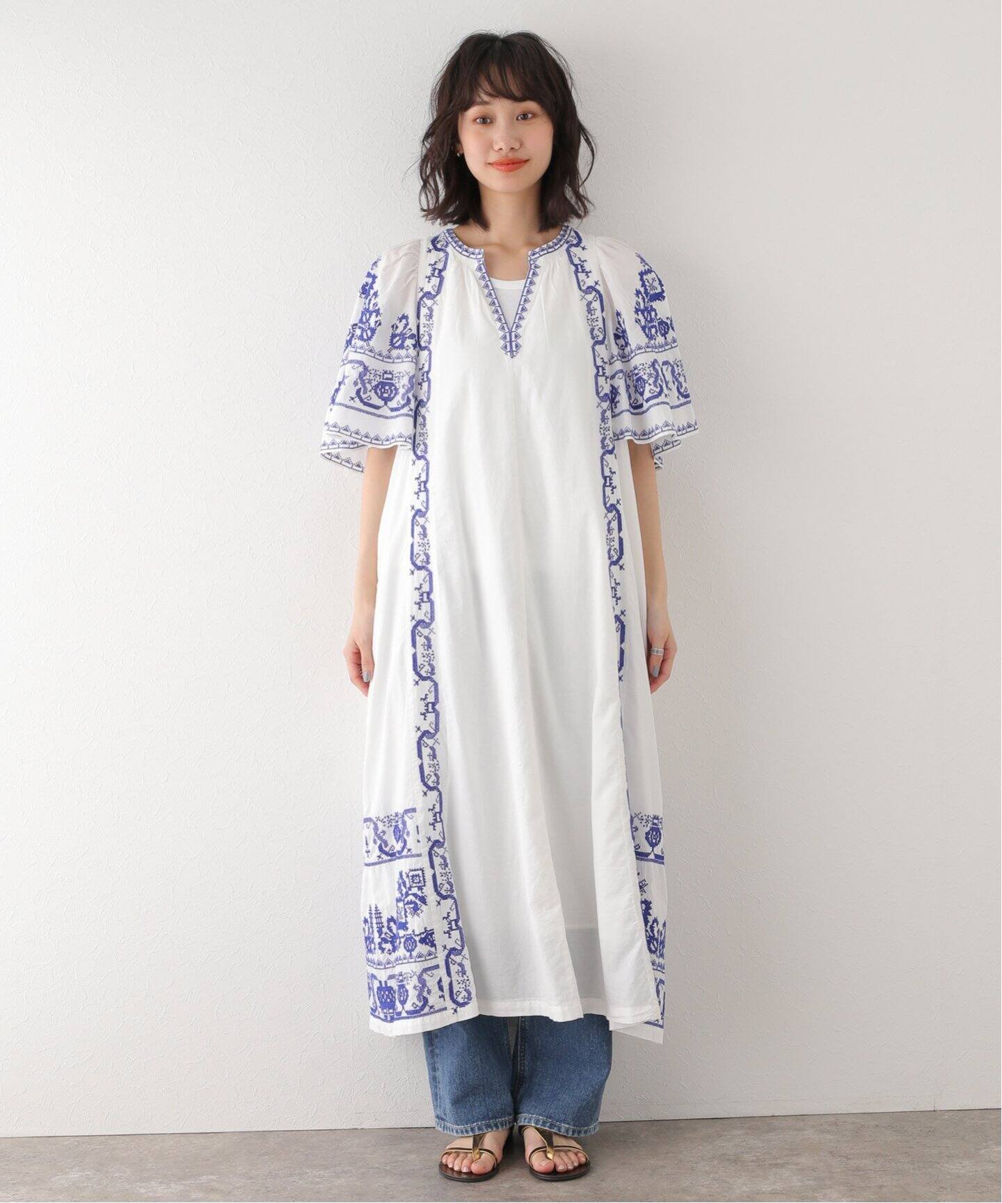 SARA MALLIKA/サラマリカ】コットンエンブロイダリーバックオープン  