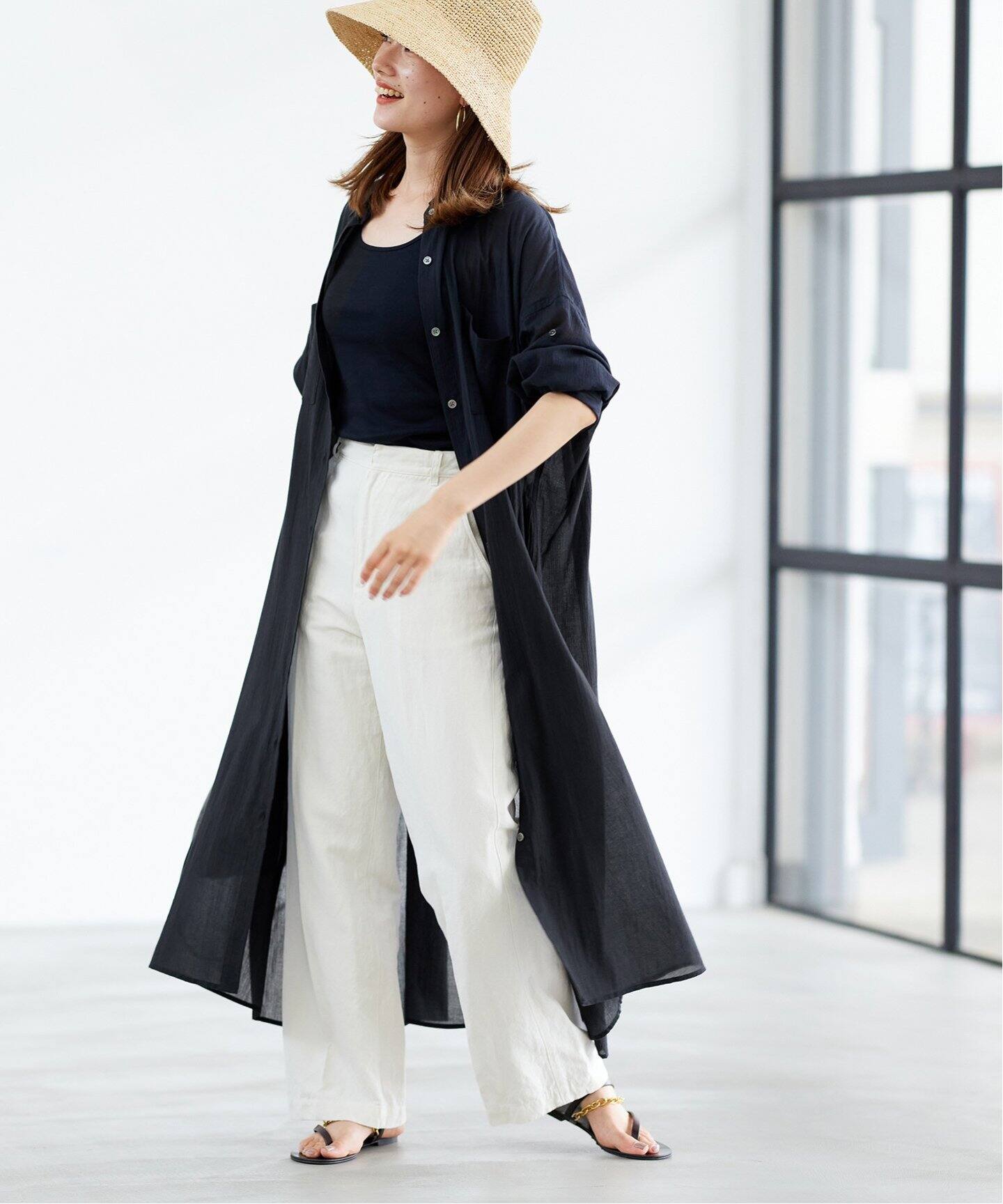 タブスリーブシャツワンピース（シャツワンピース）｜FRAMeWORK  