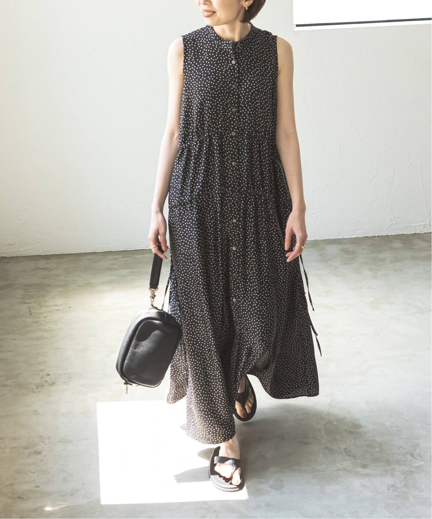 NOBLE】スクエアードットキャミワンピース Noble（ノーブル）の「麻  