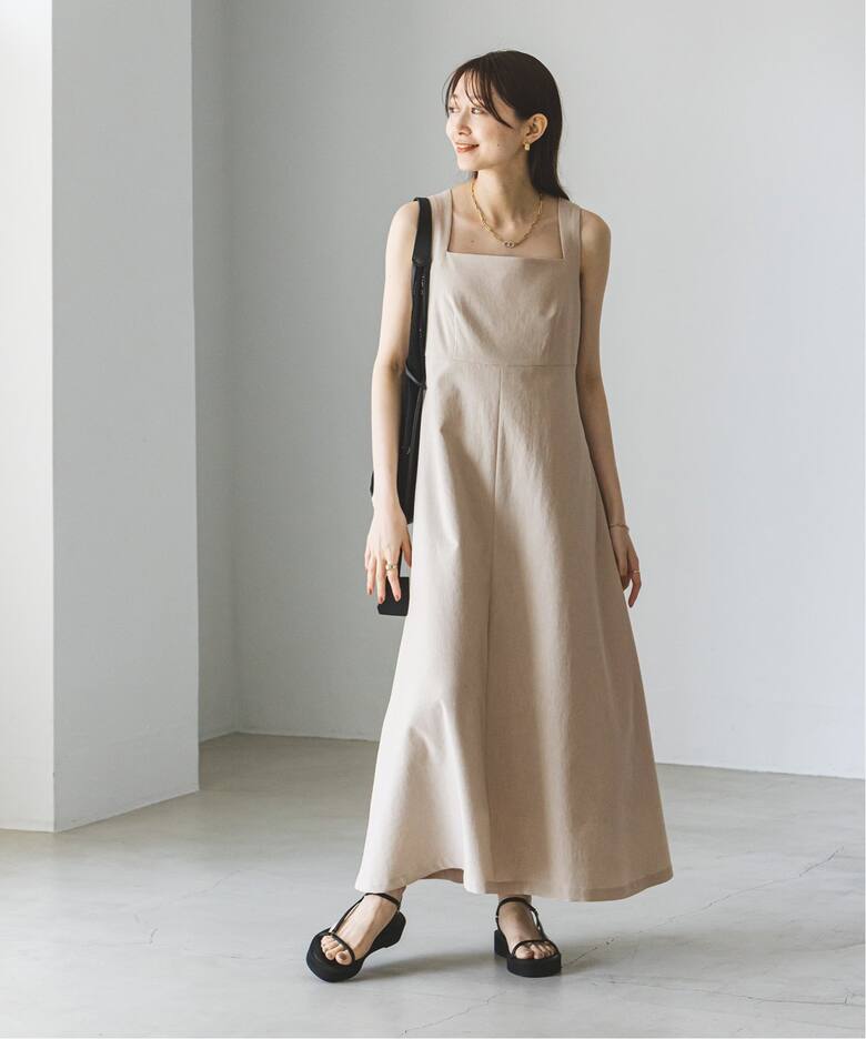 追加》スラブストレッチスクエアネックワンピース（ワンピース  