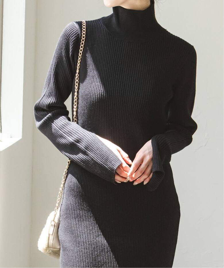 追加》ナロータイトスリットニットワンピース（ニットワンピース  