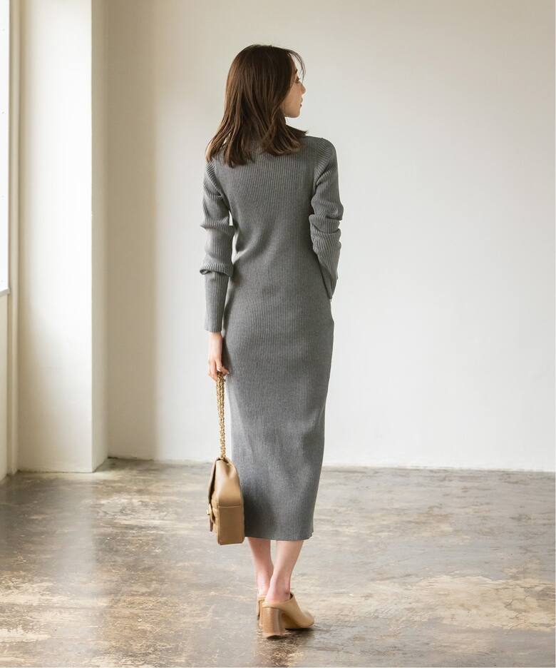 追加》ナロータイトスリットニットワンピース（ニットワンピース  