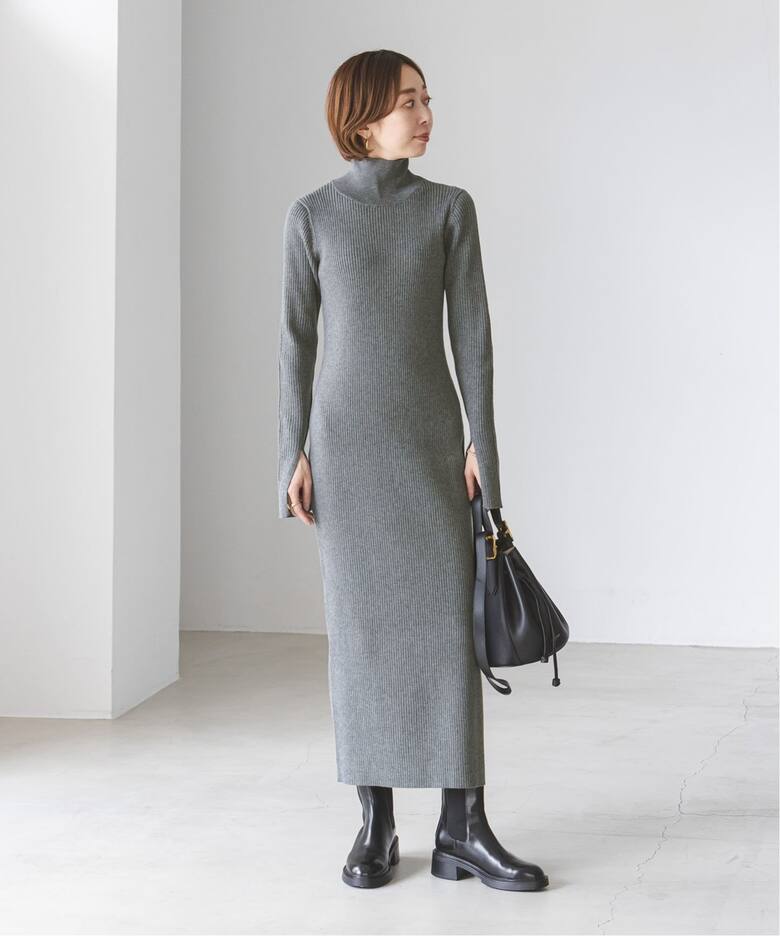 追加》ナロータイトスリットニットワンピース（ニットワンピース  