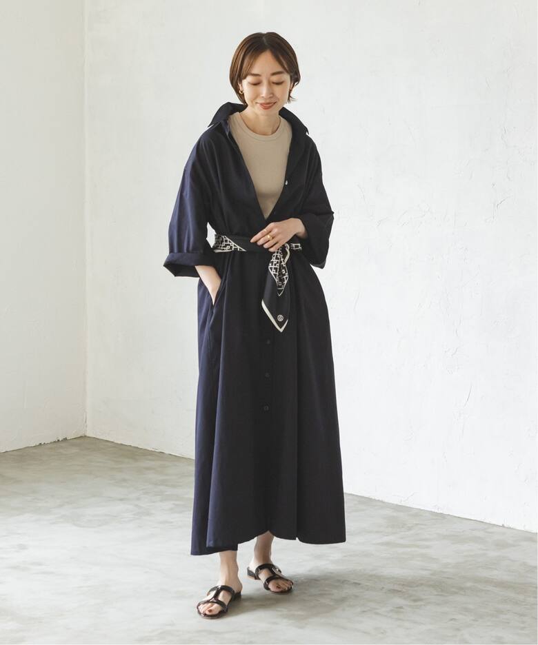 ワイドシルエットシャツカラーワンピース（ワンピース）｜NOBLE  