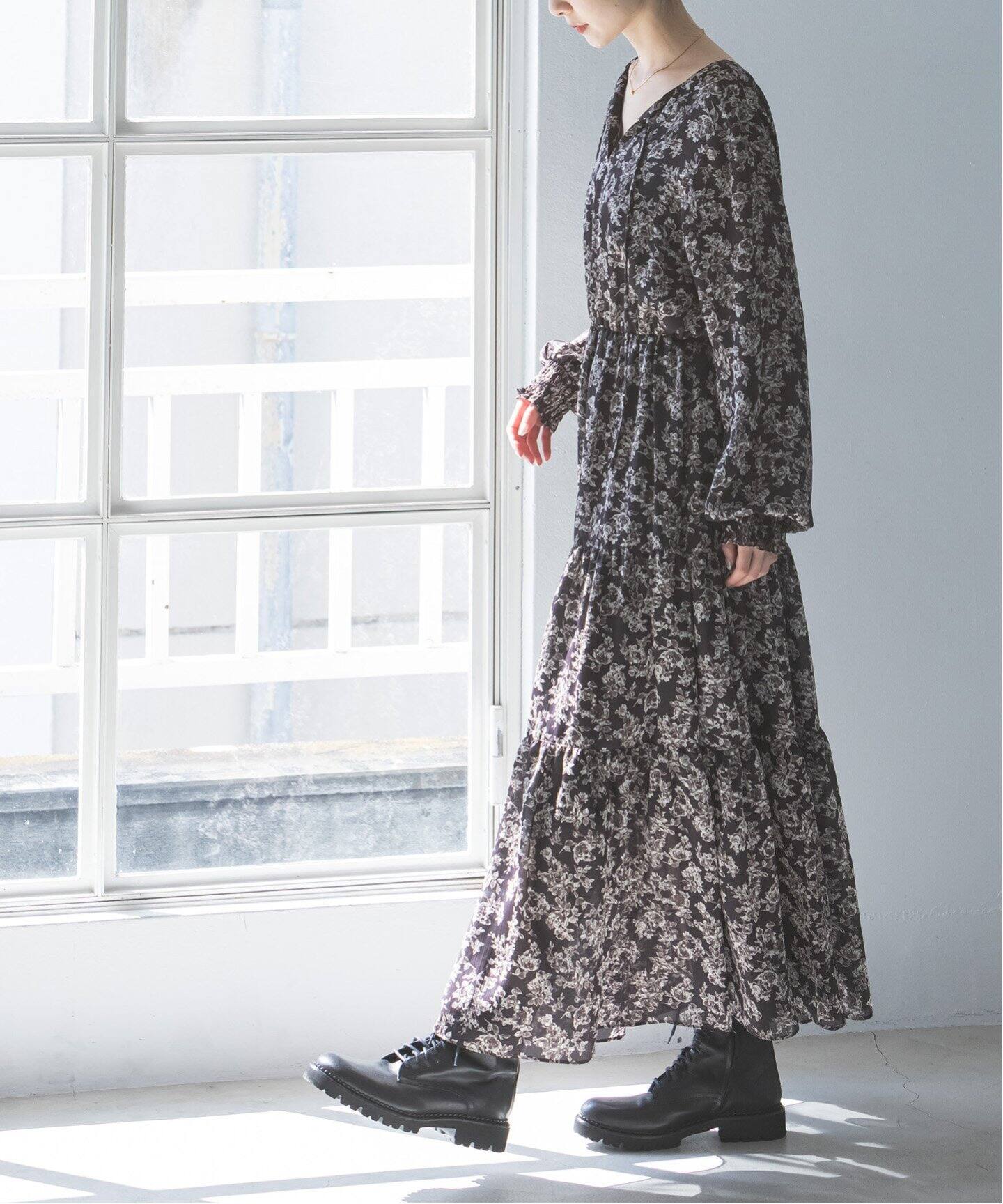 ボタニカルプリントティアード2wayワンピース（ワンピース）｜NOBLE  