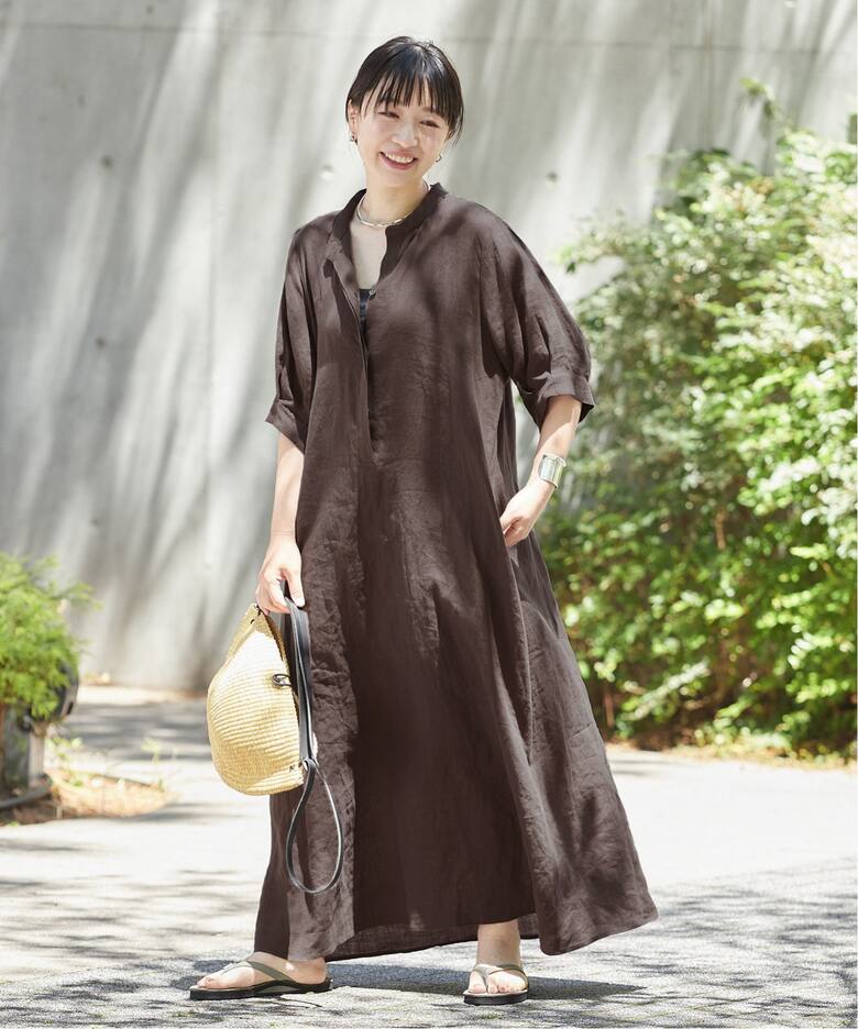 追加》フレンチリネンスキッパーワンピース（ワンピース）｜JOURNAL  