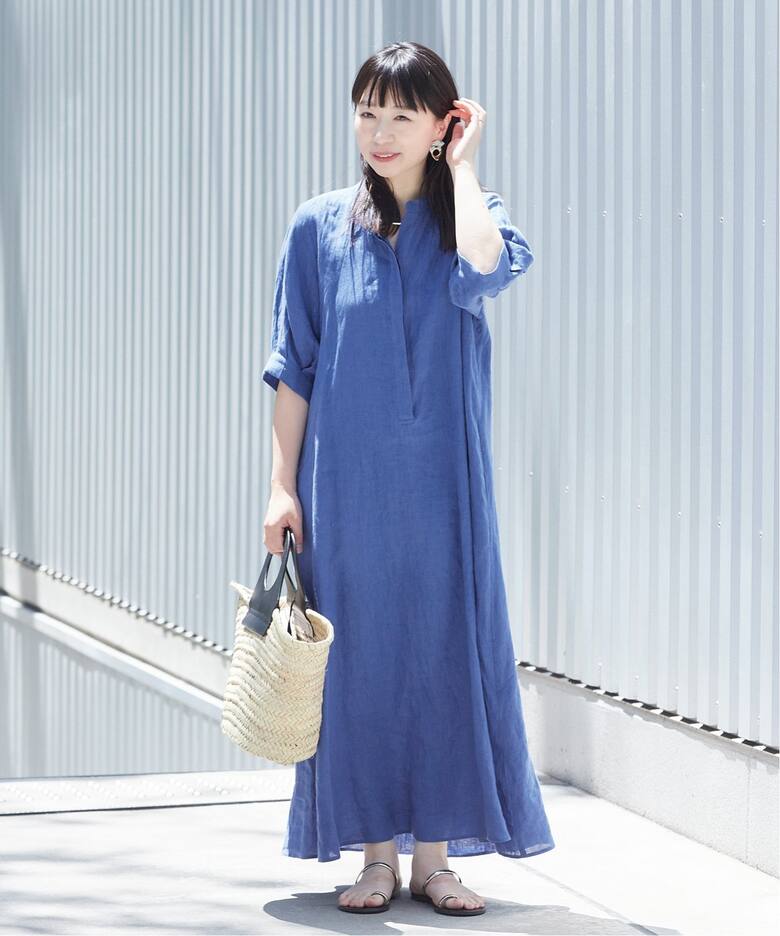 追加》フレンチリネンスキッパーワンピース（ワンピース 