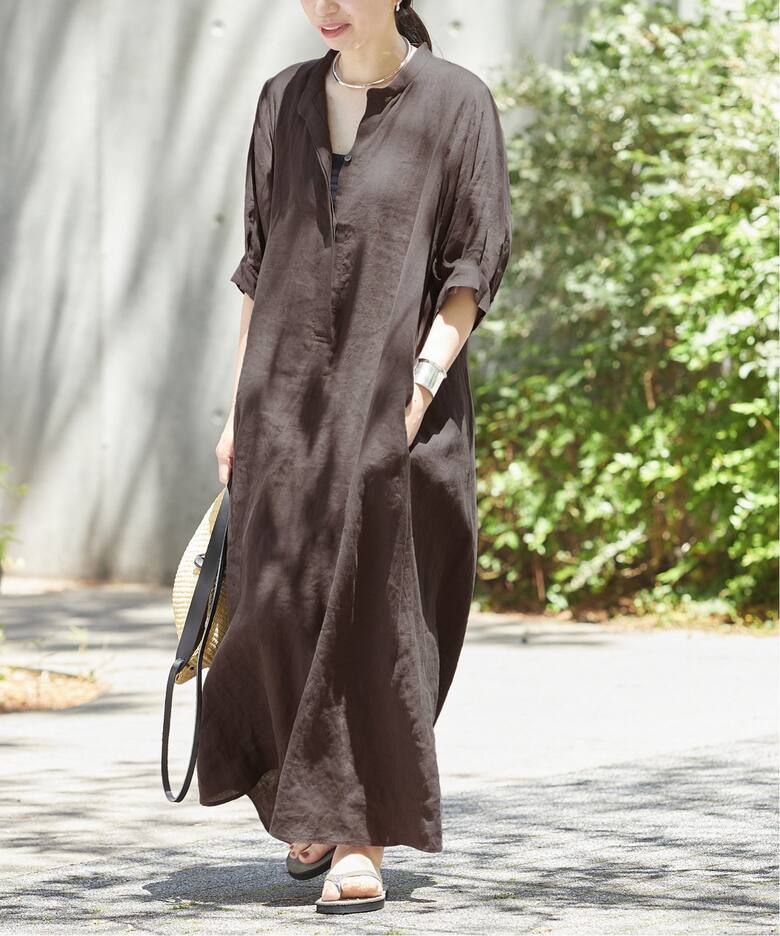 追加》フレンチリネンスキッパーワンピース（ワンピース）｜JOURNAL  