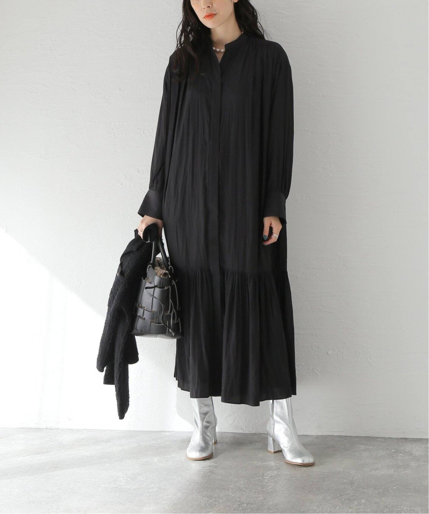 追加2》ローグストライプ/デシンマキシティアードワンピース  