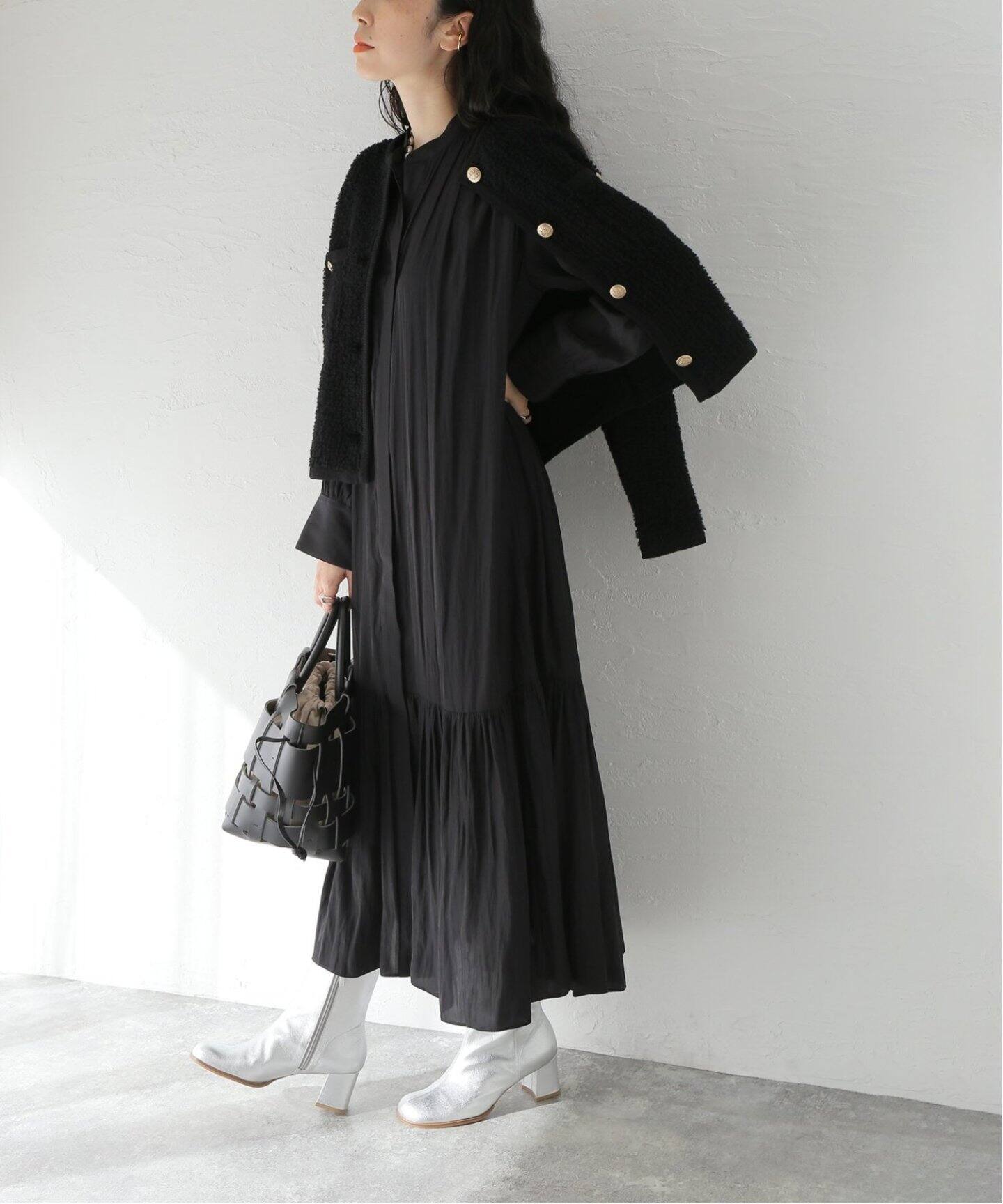 追加2》ローグストライプ/デシンマキシティアードワンピース  