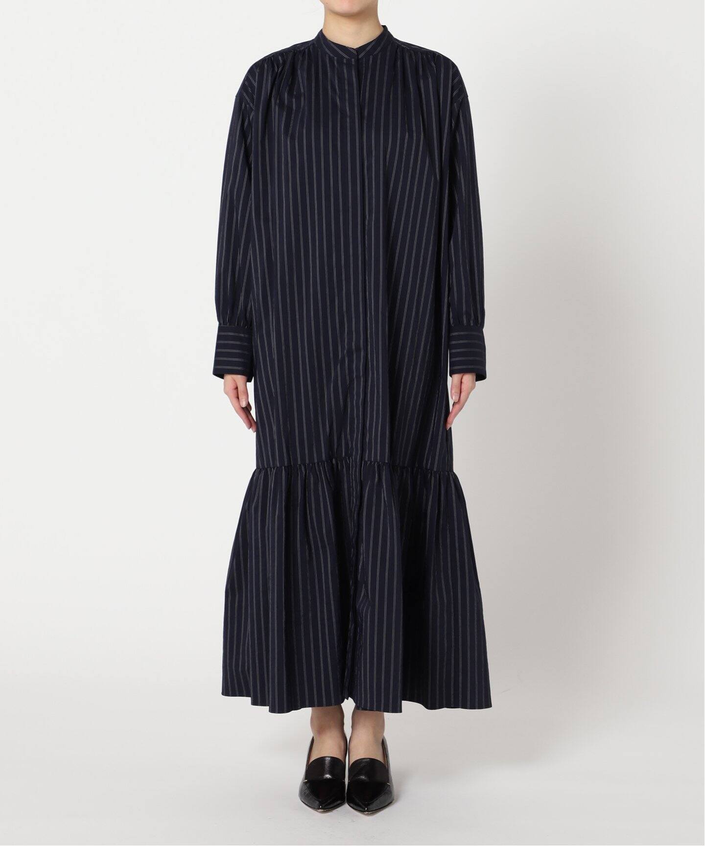 追加2》ローグストライプ/デシンマキシティアードワンピース  