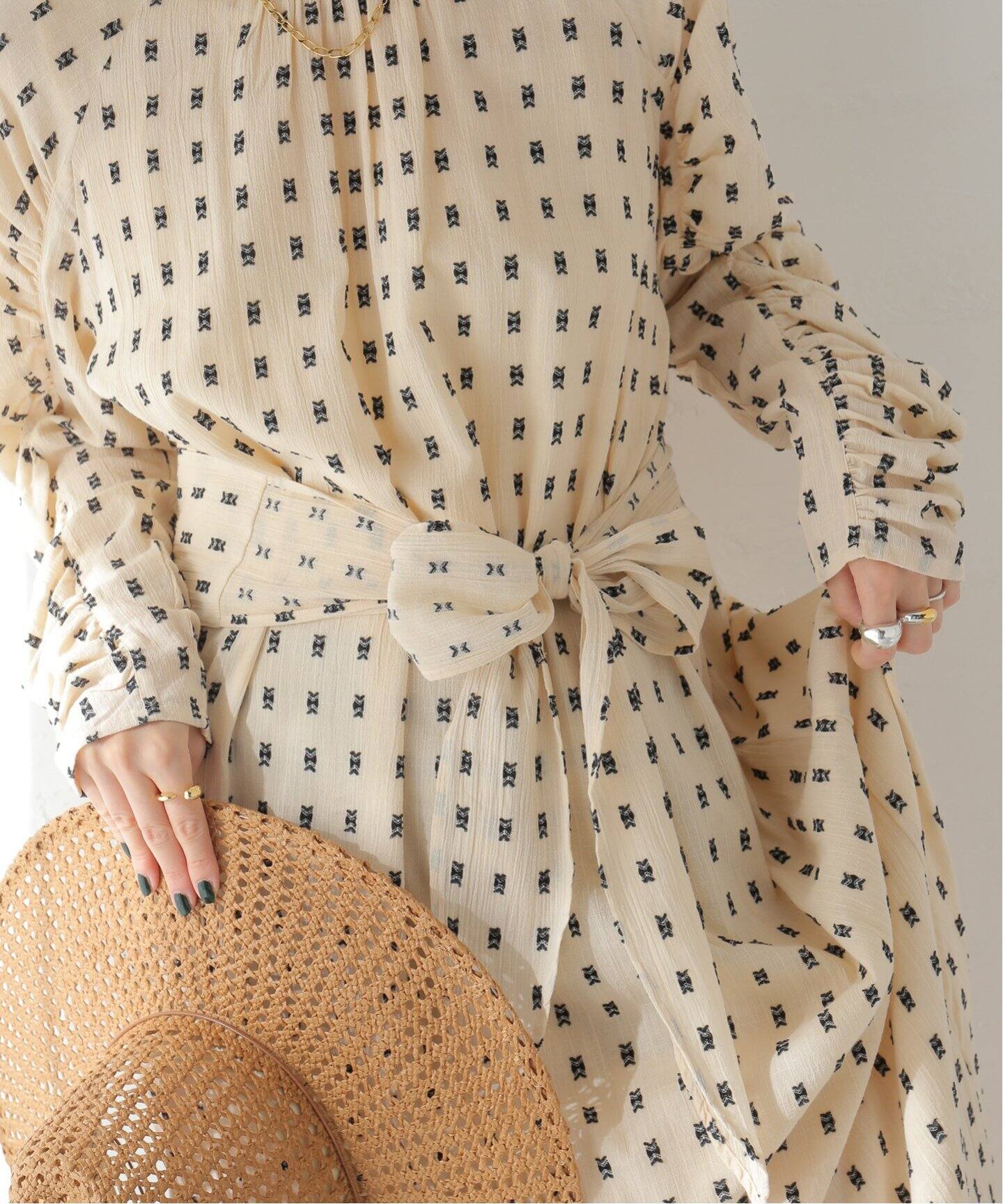 SARA MALLIKA/サラマリカ】 COTTON CUT JQD GATHER DRESS：ワンピース 
