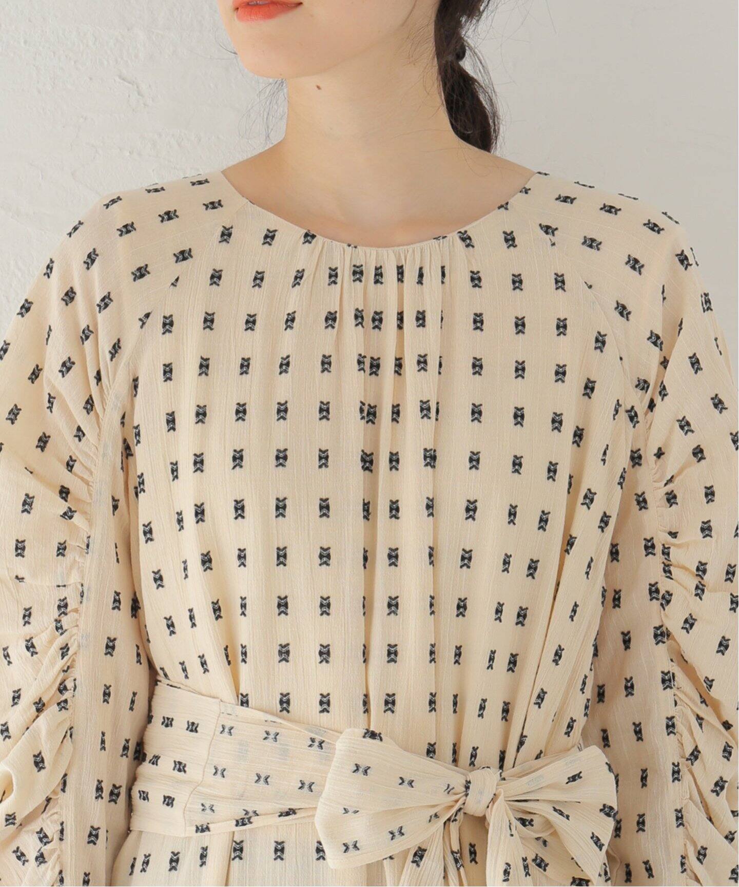 SARA MALLIKA/サラマリカ】 COTTON CUT JQD GATHER DRESS：ワンピース  