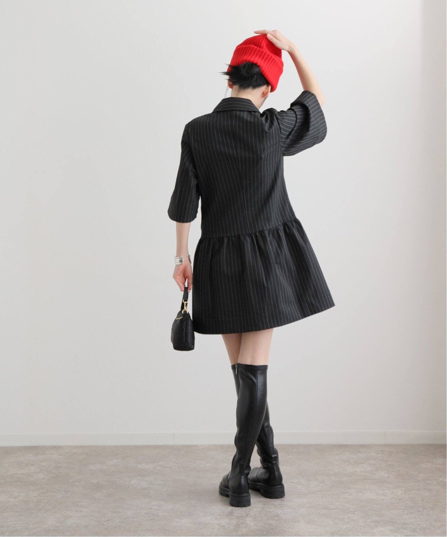 GANNI / ガニー】Stretch Stripe Mini Dress：ミニワンピース  