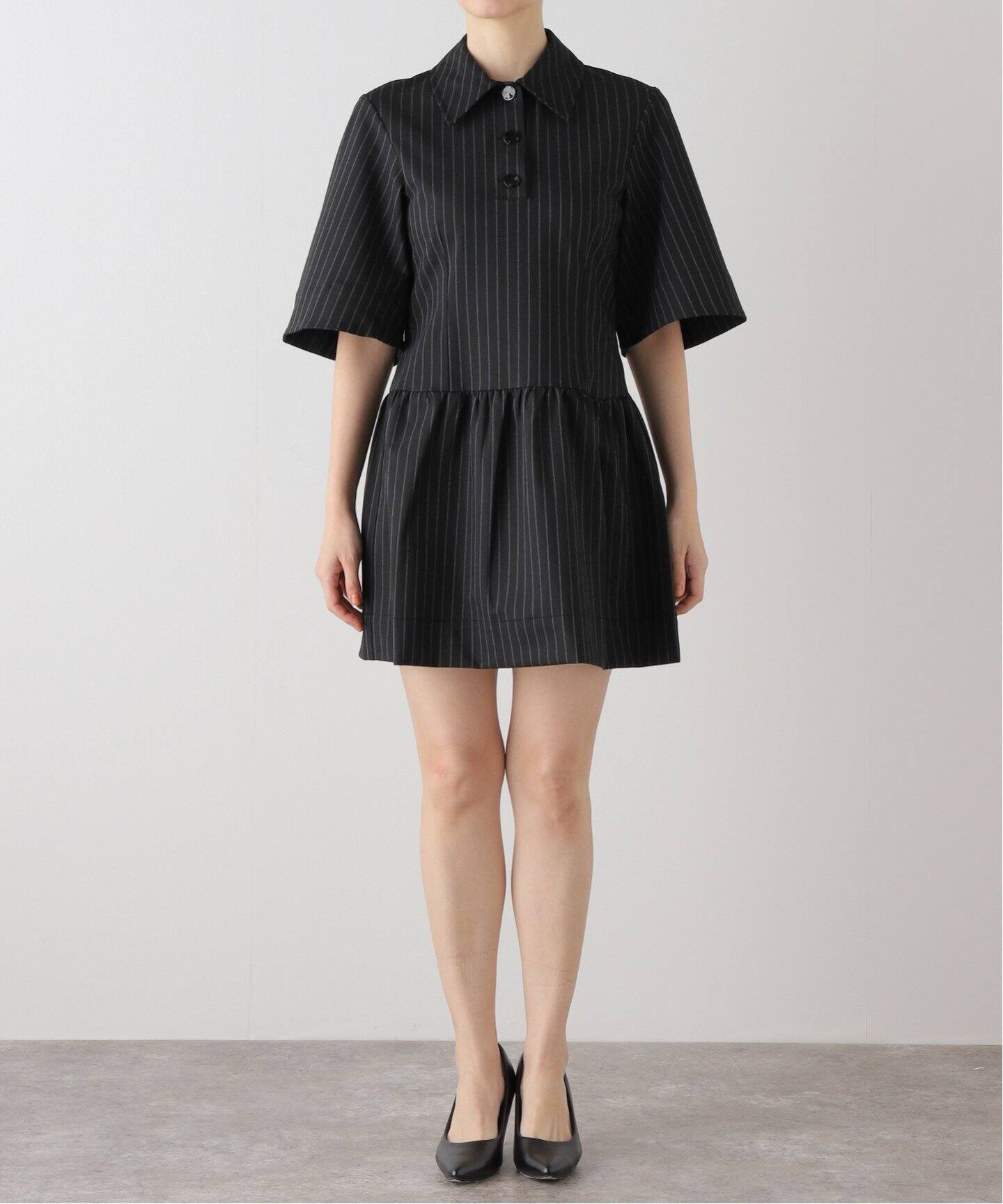 GANNI / ガニー】Stretch Stripe Mini Dress：ミニワンピース  