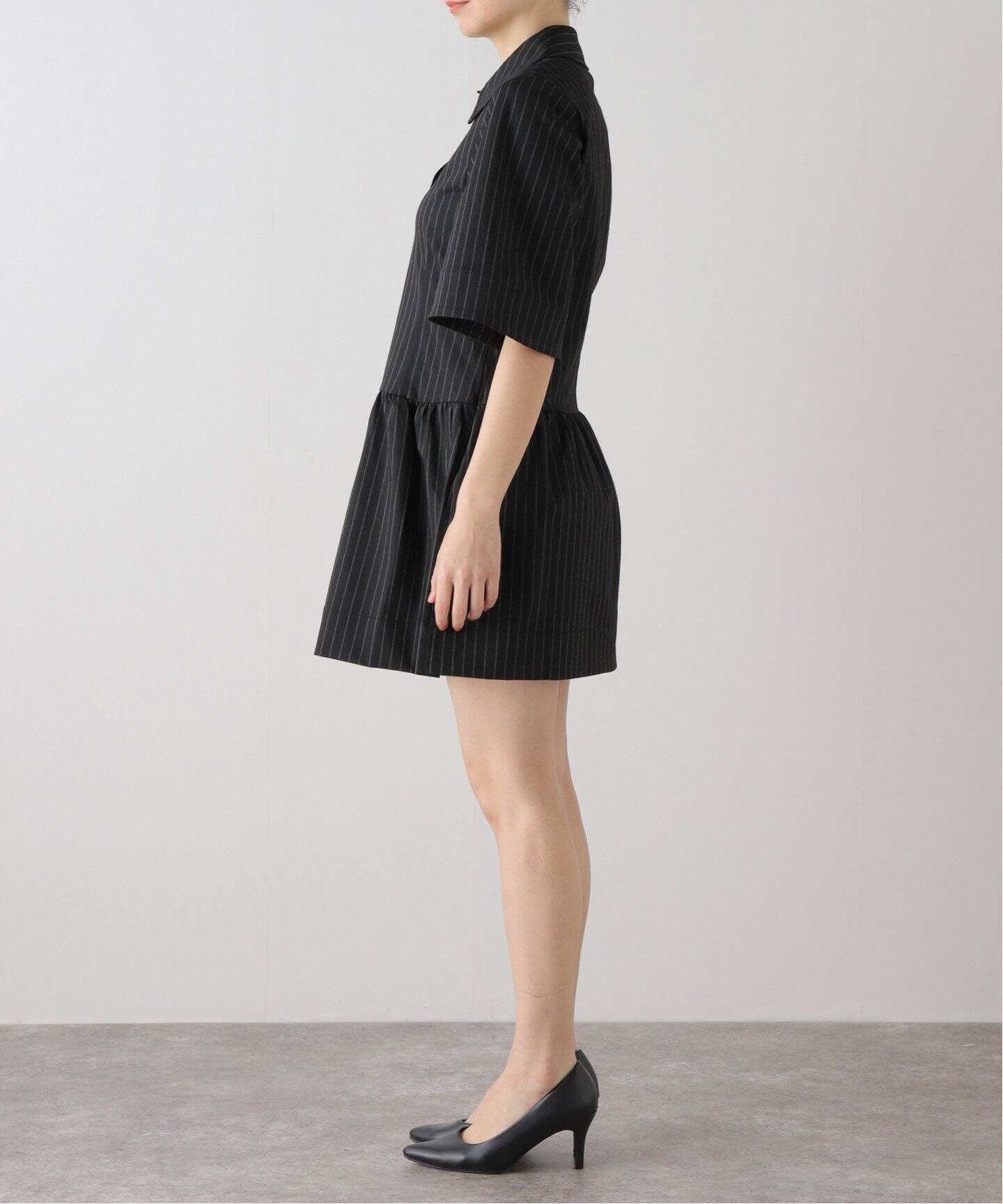 GANNI / ガニー】Stretch Stripe Mini Dress：ミニワンピース 