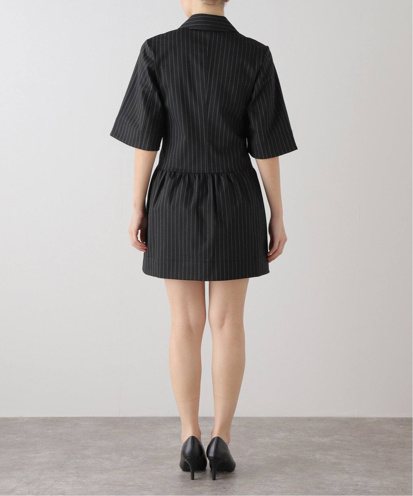GANNI / ガニー】Stretch Stripe Mini Dress：ミニワンピース 