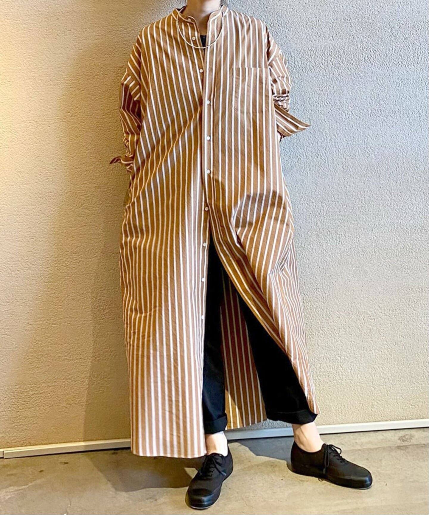 ストライプワッシャーシャツワンピース（ワンピース）｜journal  