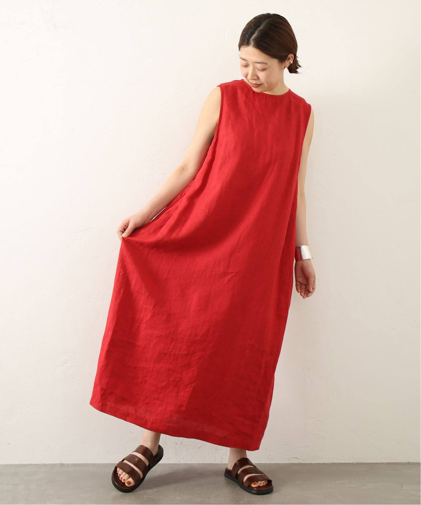 リネンキャンバスノースリーブワンピース（ワンピース）｜journal  