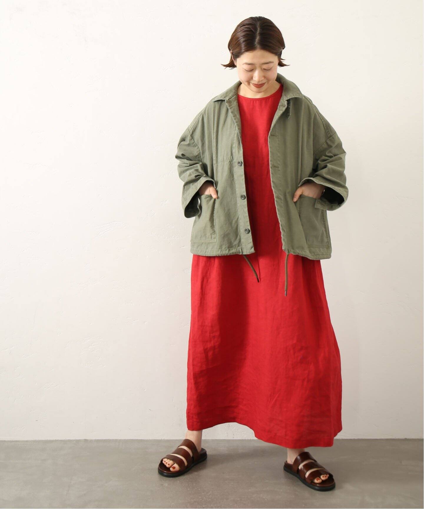 リネンキャンバスノースリーブワンピース（ワンピース）｜journal  