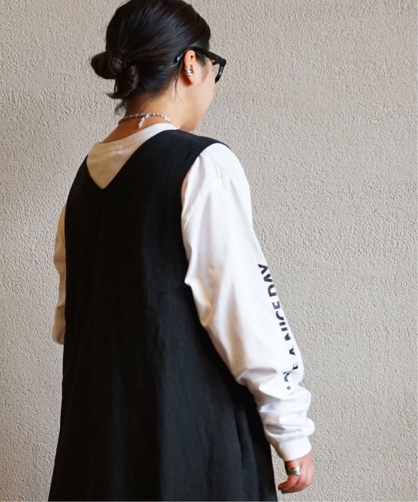 リネンワッシャー Vネックノースリーブワンピース（ワンピース  