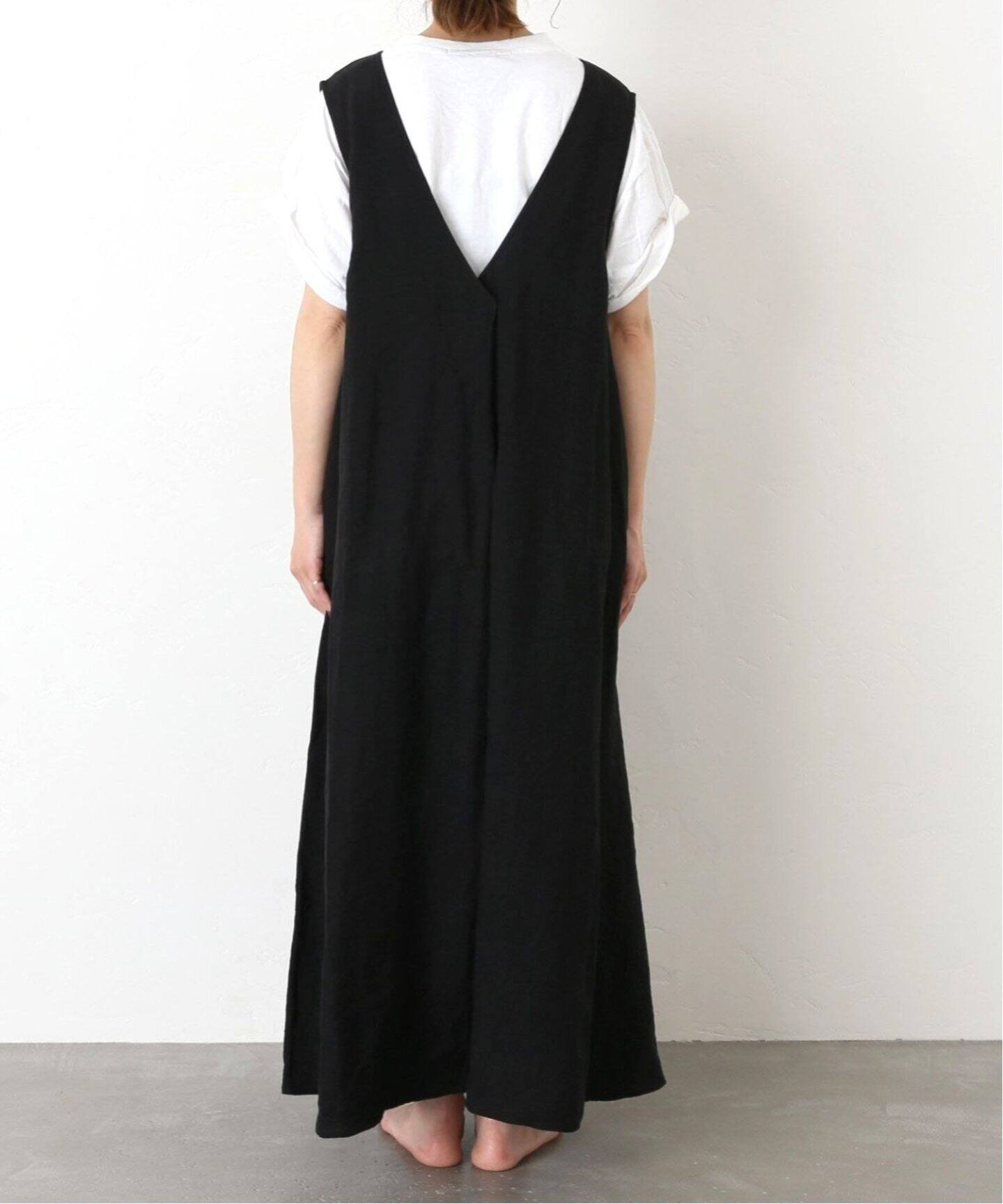 リネンワッシャー Vネックノースリーブワンピース（ワンピース 