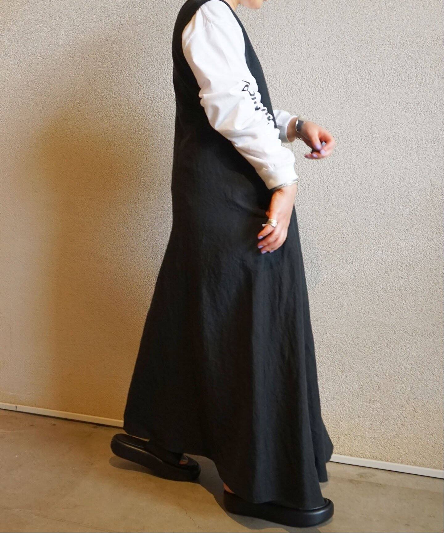 リネンワッシャー Vネックノースリーブワンピース（ワンピース  