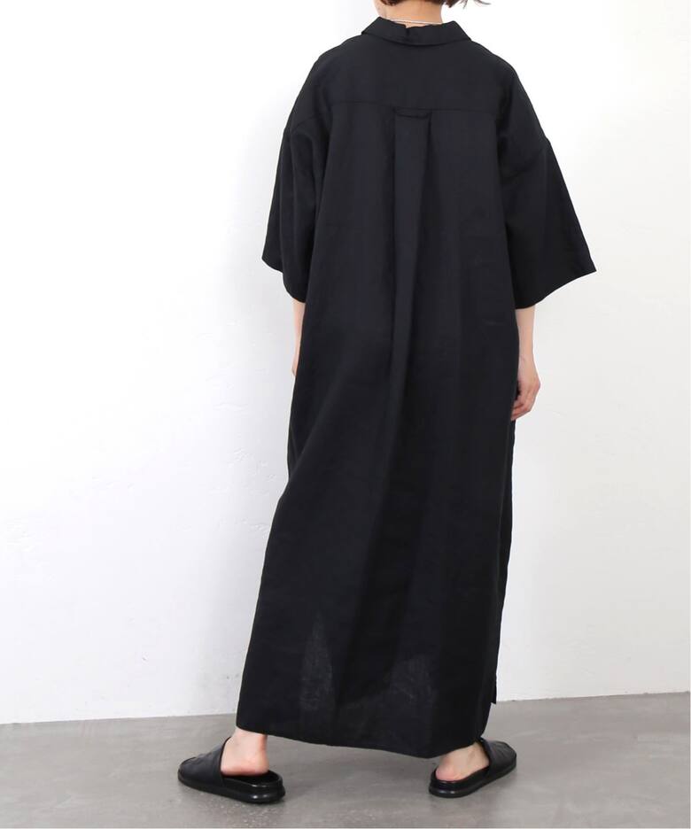 40リネンワッシャー シャツワンピース（ワンピース）｜journal 