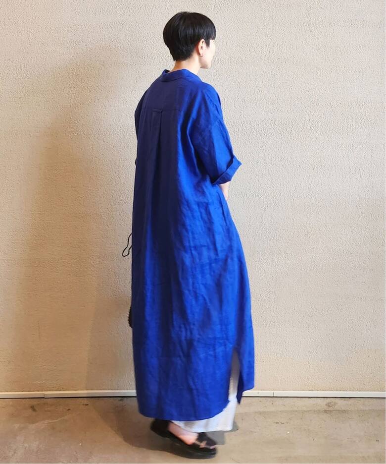 40リネンワッシャー シャツワンピース（ワンピース）｜journal 