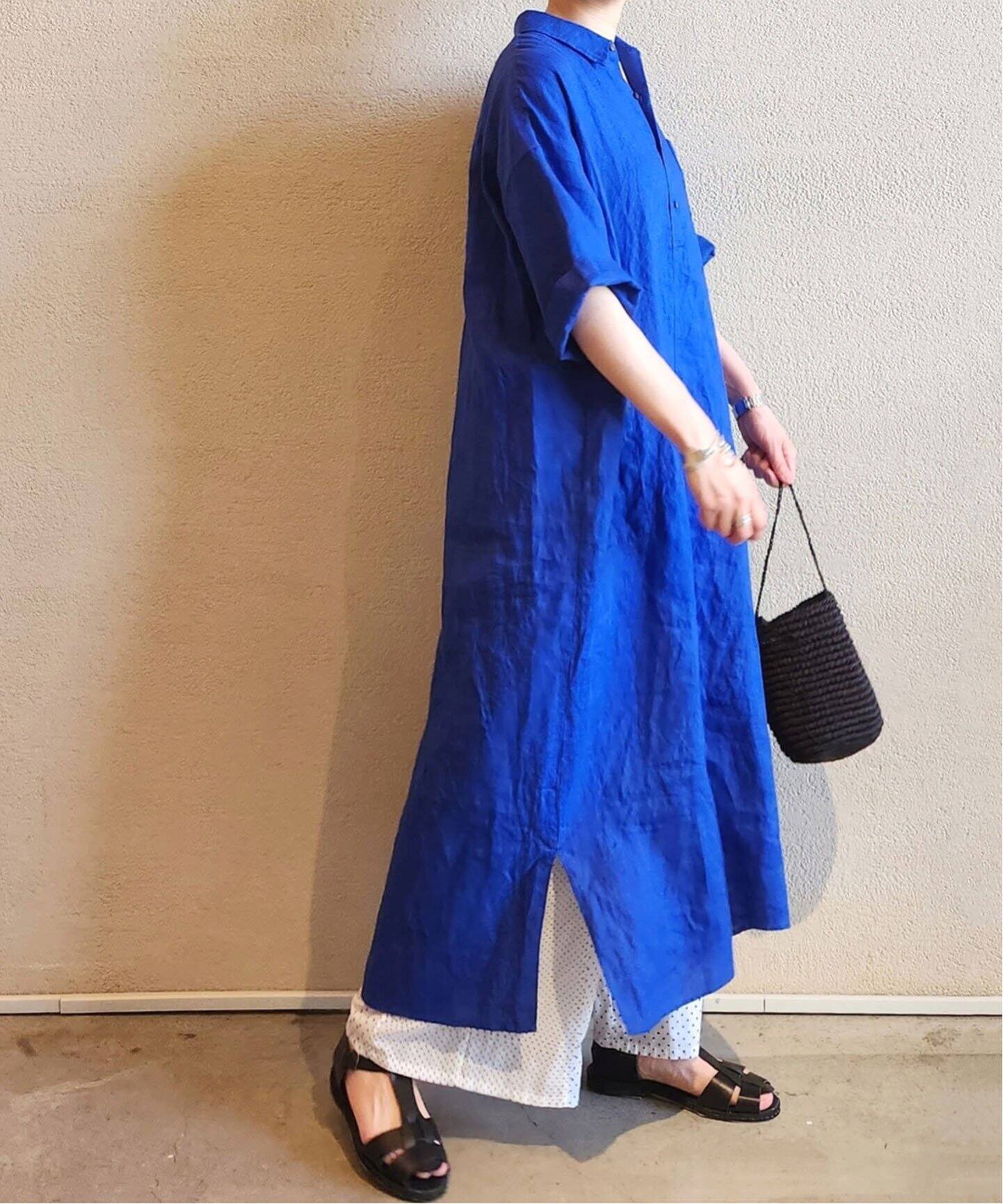 40リネンワッシャー シャツワンピース（ワンピース）｜journal 