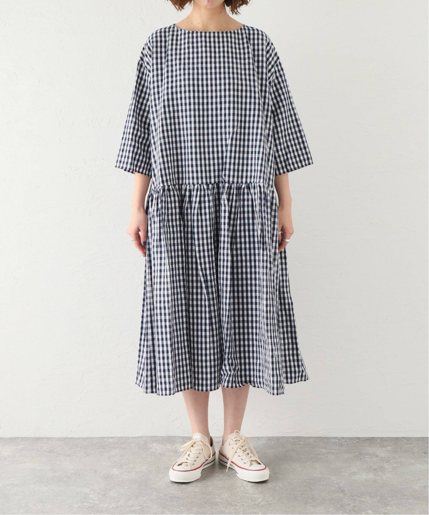 apuntob/アプントビー】DRESS VICHY LINEN AND COTTON（ワンピース 