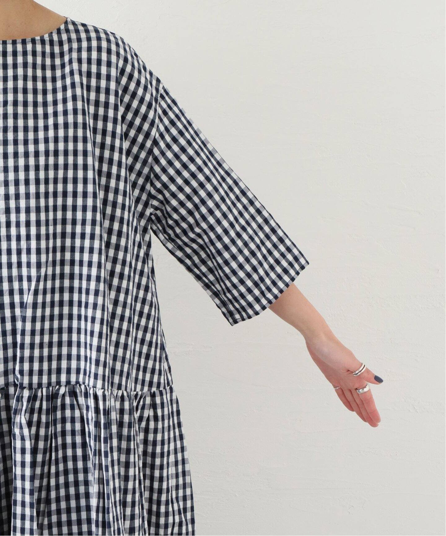 apuntob/アプントビー】DRESS VICHY LINEN AND COTTON（ワンピース 