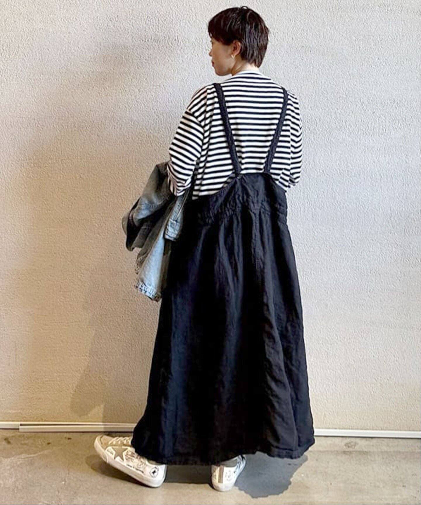 ARMEN/アーメン】 LINEN HERRINBONE APRON ONEPIECE（ワンピース 