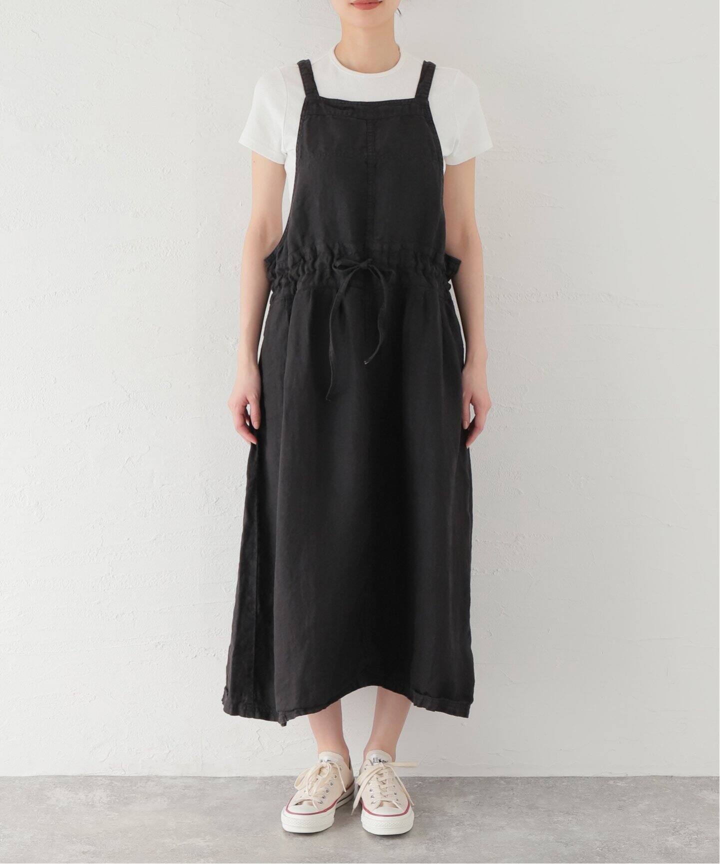 ARMEN/アーメン】 LINEN HERRINBONE APRON ONEPIECE（ワンピース 