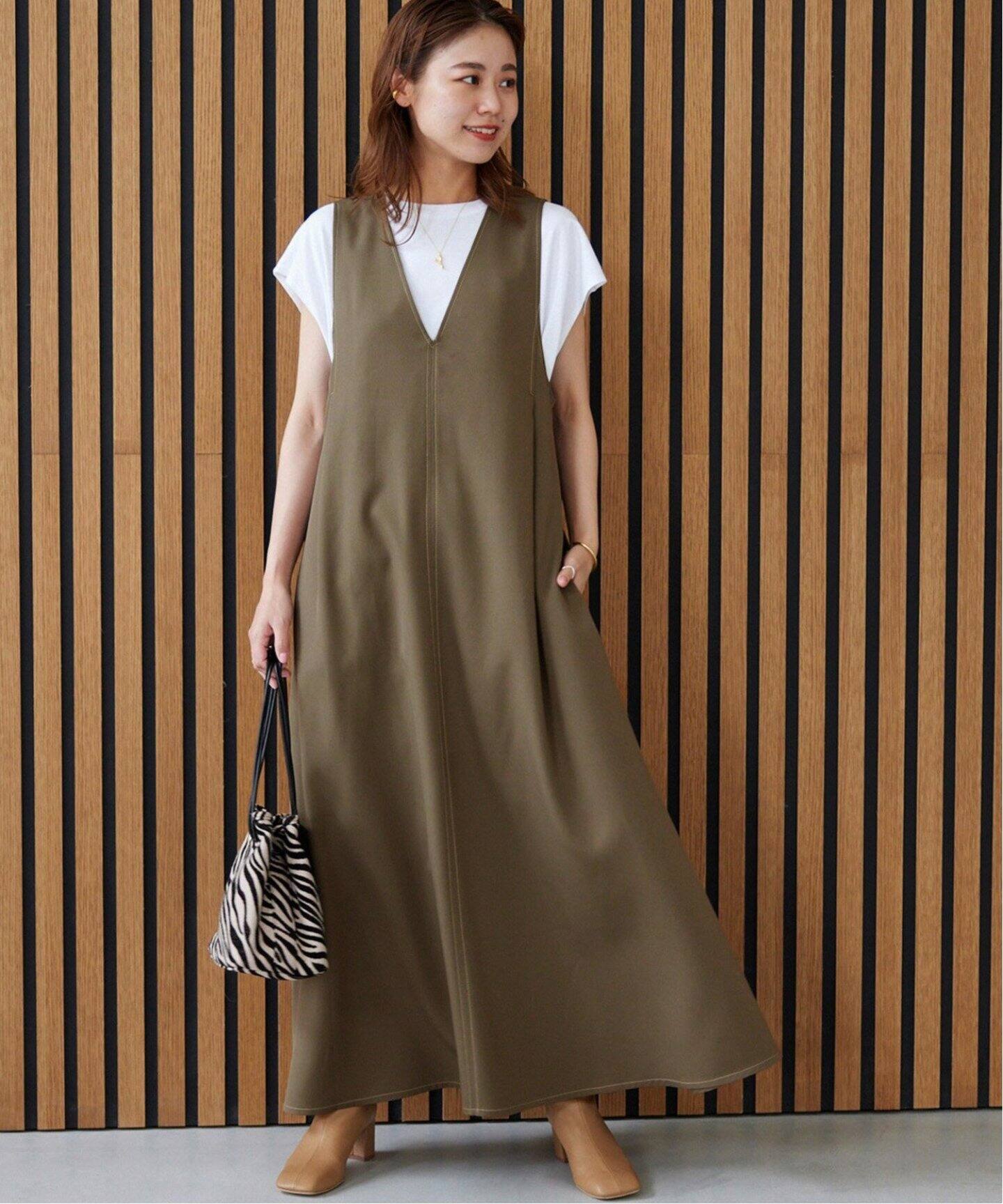 追加》ウォッシャブルVネックジャンパースカート（ワンピース  