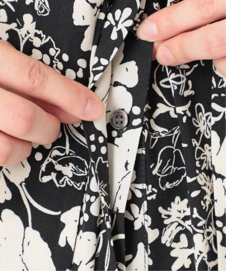 追加》レトロフラワープリントボウタイギャザーワンピース（ワンピース  