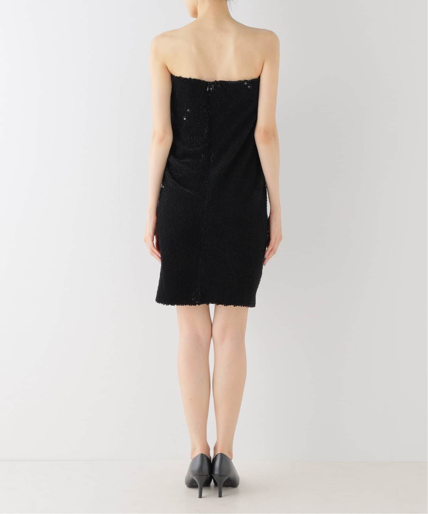 RECTO/レクト】 VELVET SEQUIN DRAPED TUBE TOP ワンピース