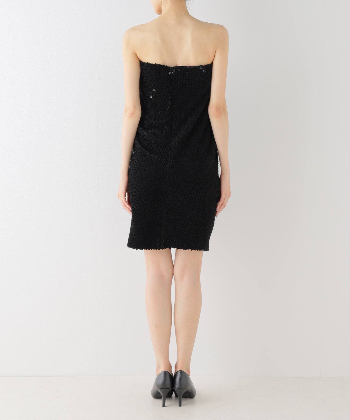 RECTO/レクト】 VELVET SEQUIN DRAPED TUBE TOP ワンピース  