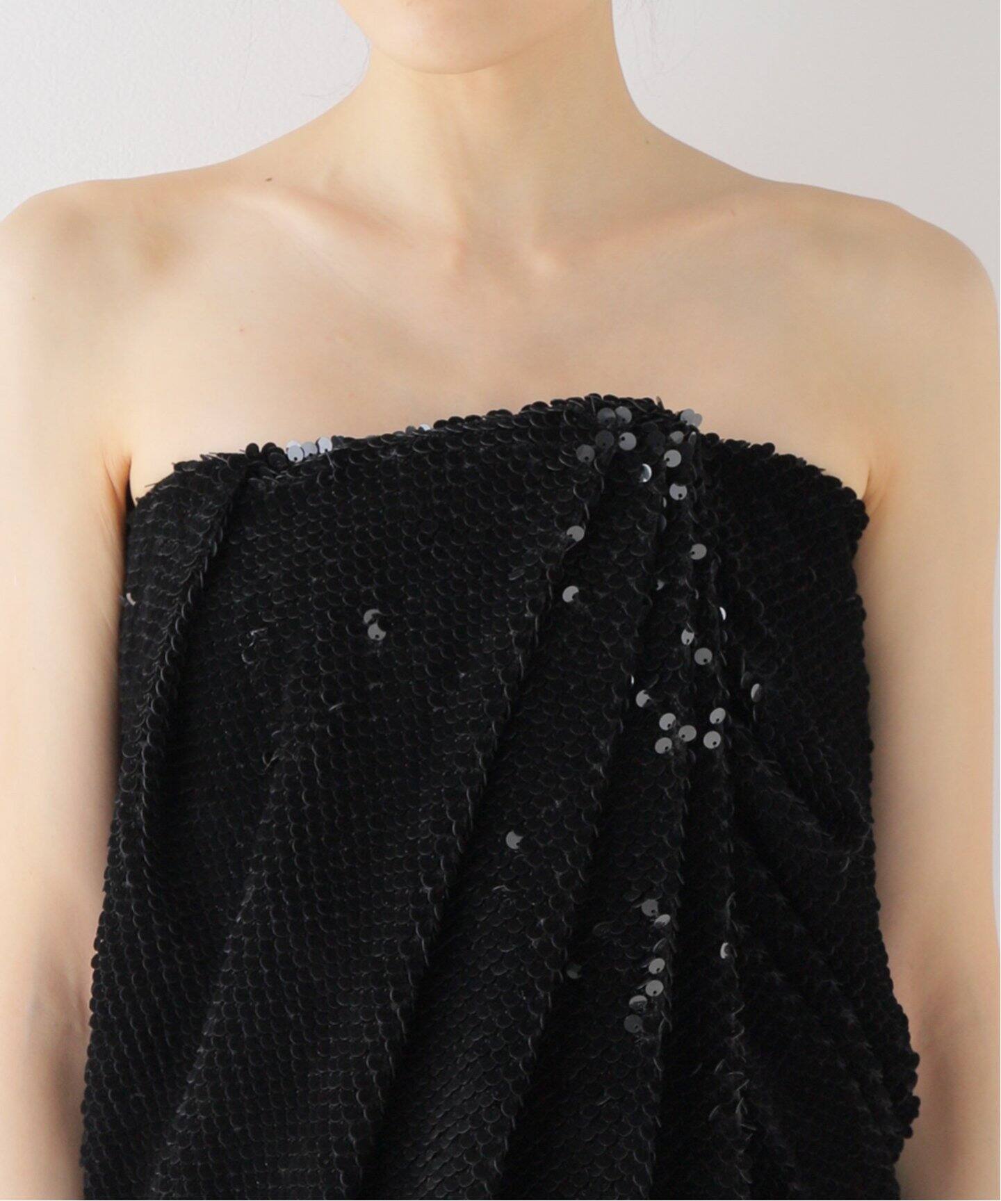 RECTO/レクト】 VELVET SEQUIN DRAPED TUBE TOP ワンピース  