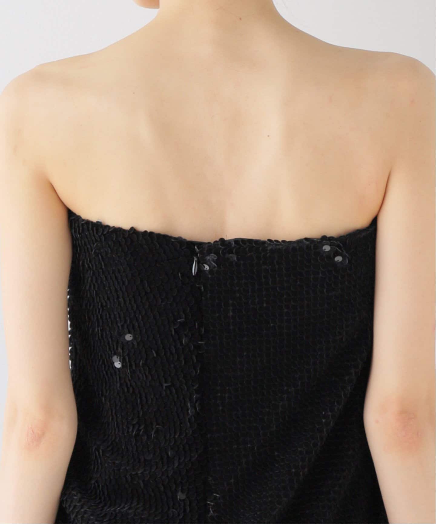 RECTO/レクト】 VELVET SEQUIN DRAPED TUBE TOP ワンピース