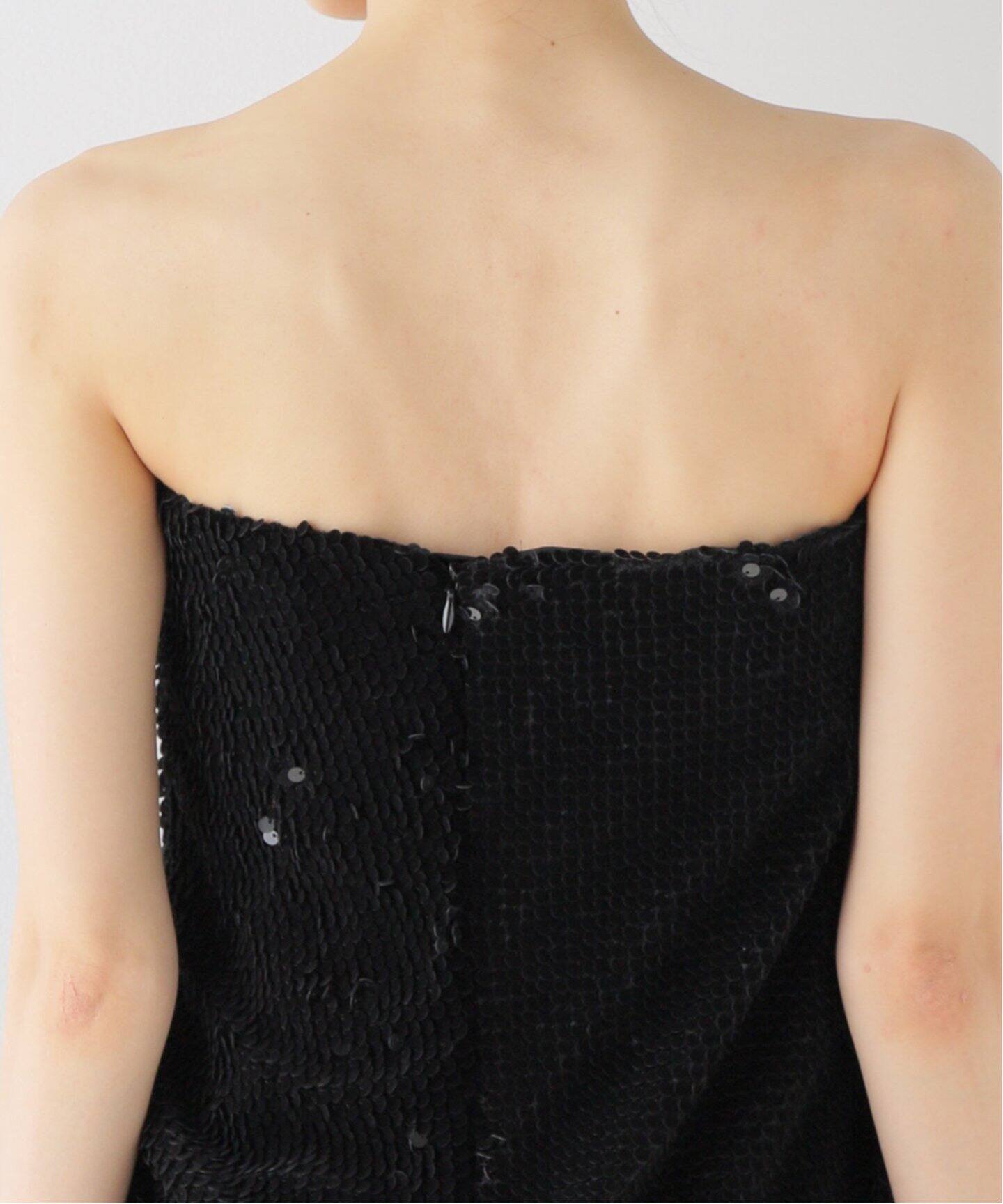 RECTO/レクト】 VELVET SEQUIN DRAPED TUBE TOP ワンピース  