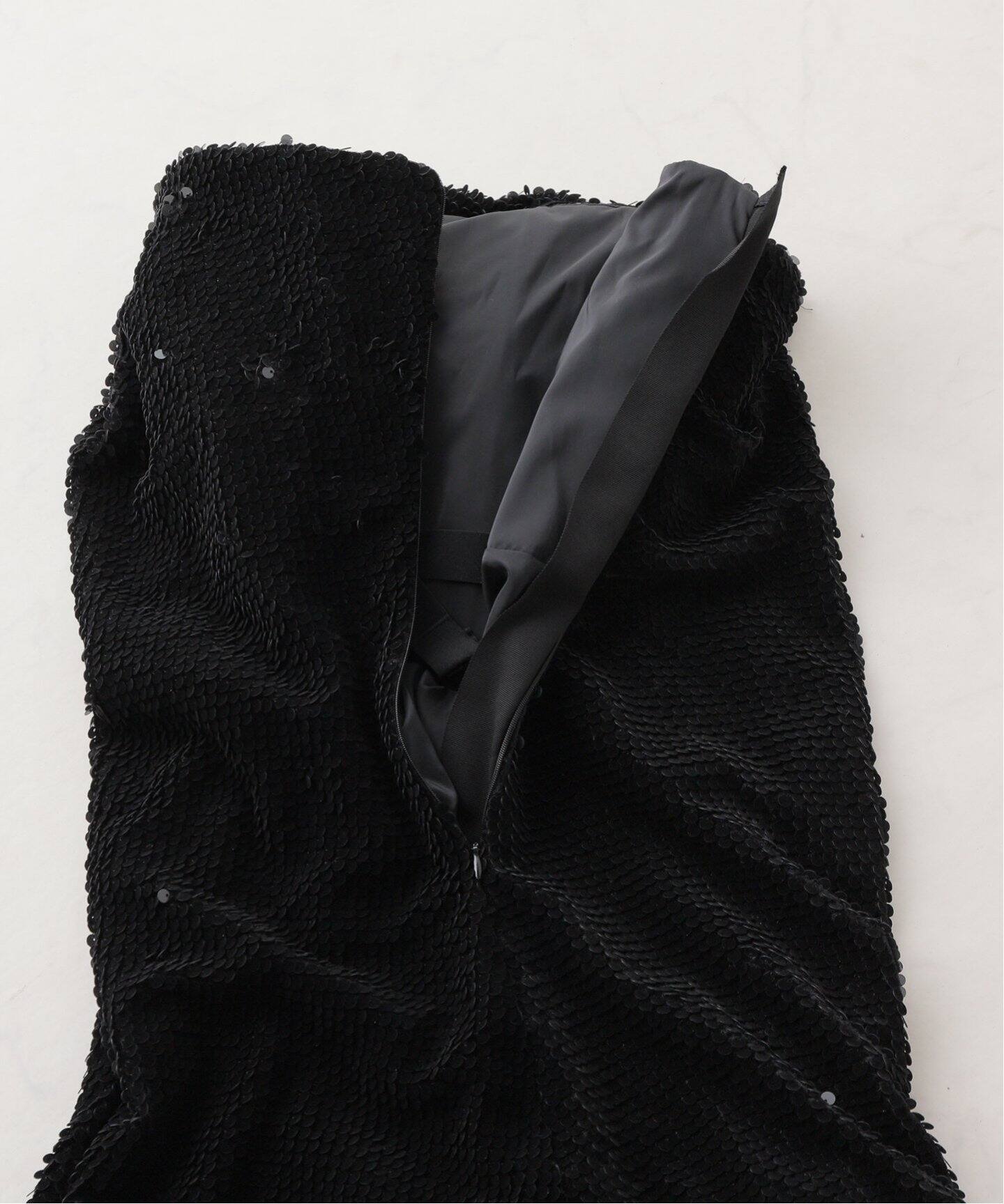 RECTO/レクト】 VELVET SEQUIN DRAPED TUBE TOP ワンピース