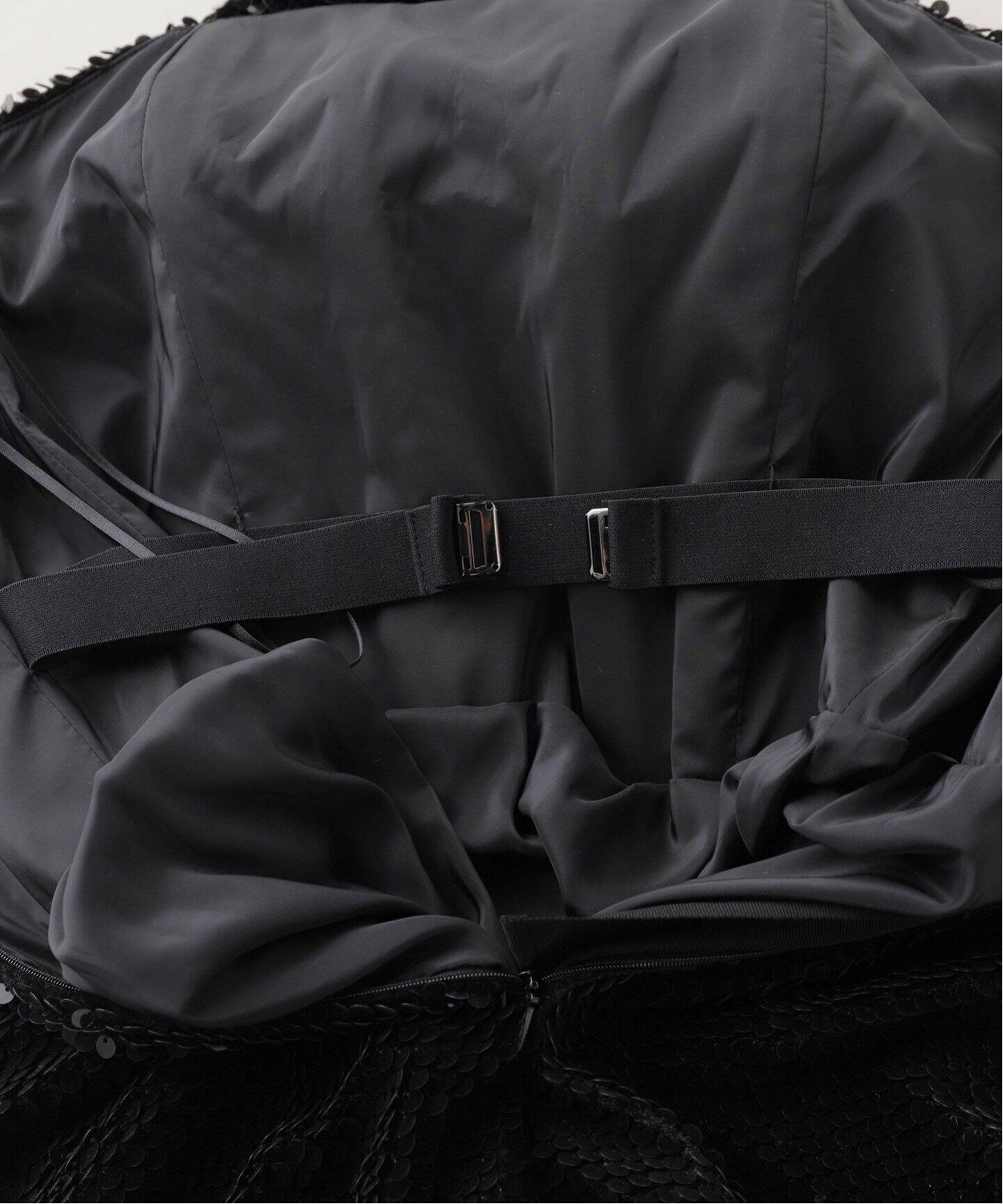 RECTO/レクト】 VELVET SEQUIN DRAPED TUBE TOP ワンピース
