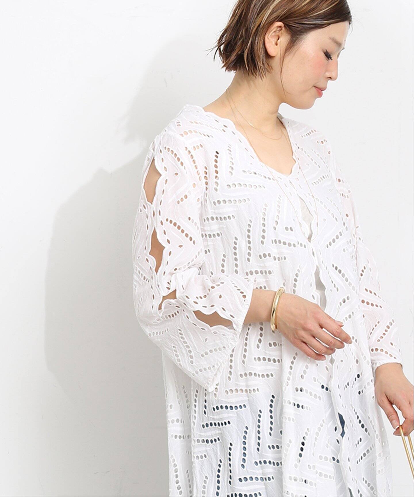 Marlette/マーレット】 Engineered アイレット カフタンドレス 