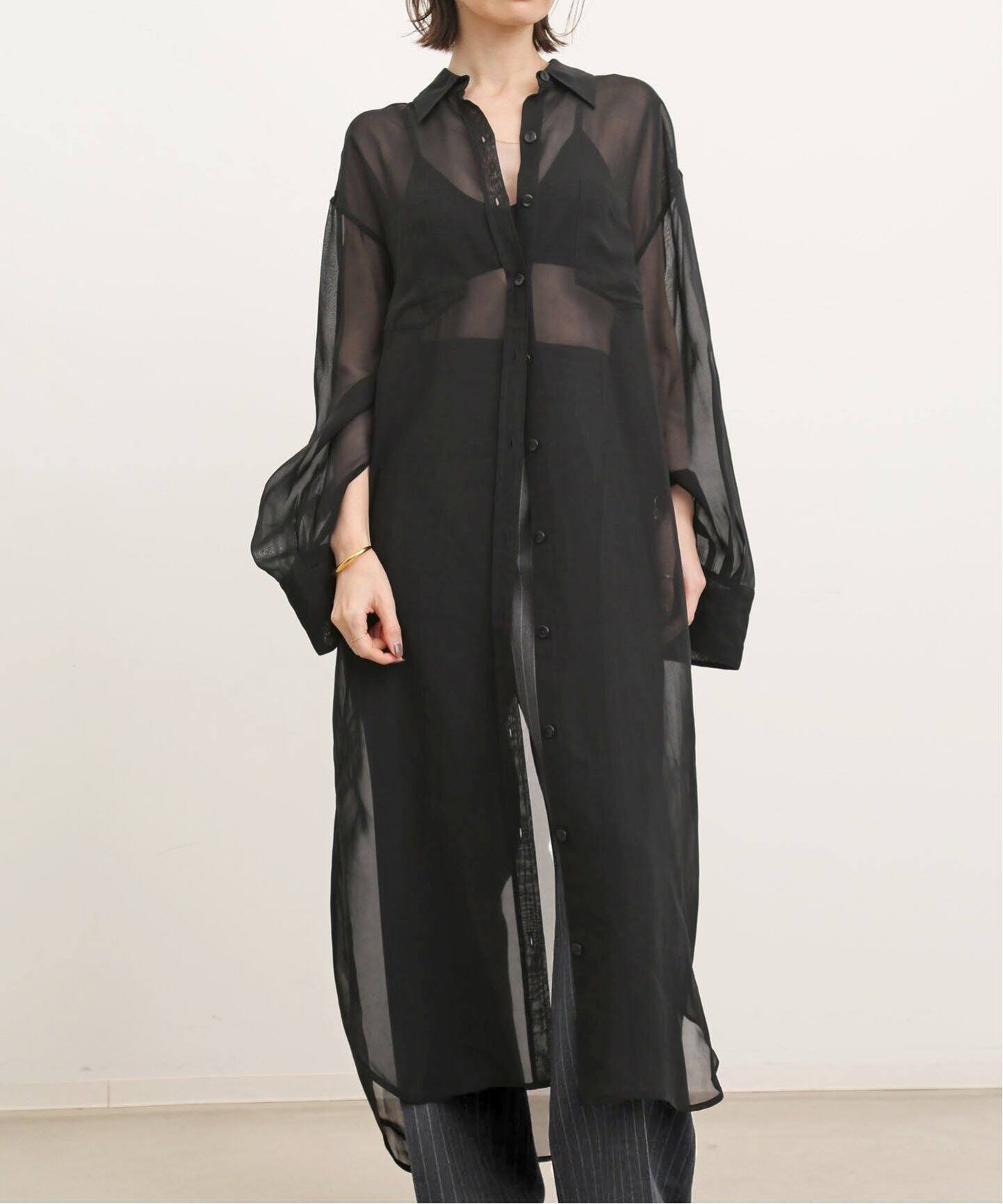MARIA McMANUS/マリアマクマナス】TWO POCKET SHEER SHIRT DREES 