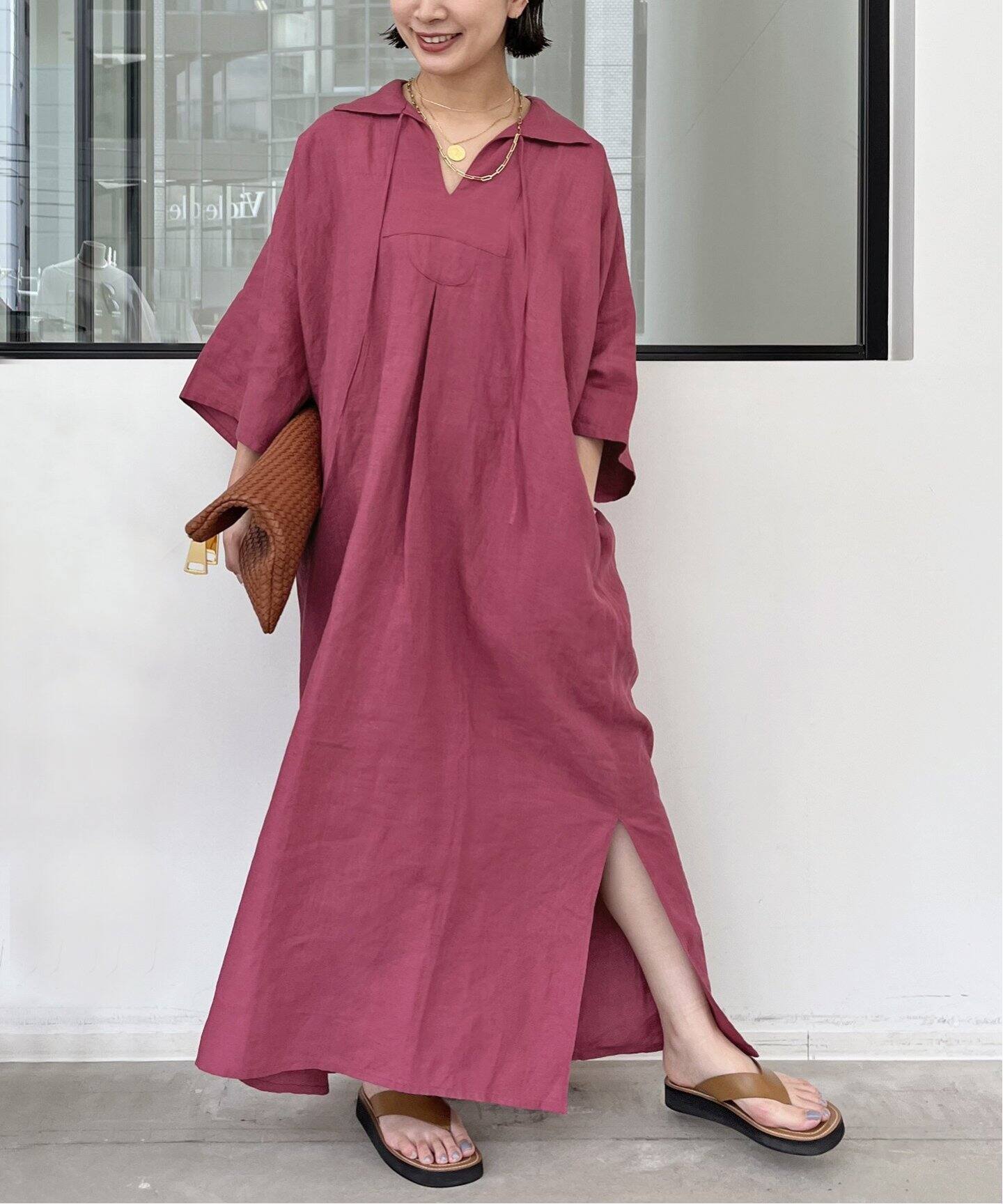 DOU BOCHI Eric Bergere】Bergere Vneck CAFTAN DRESS（ワンピース  