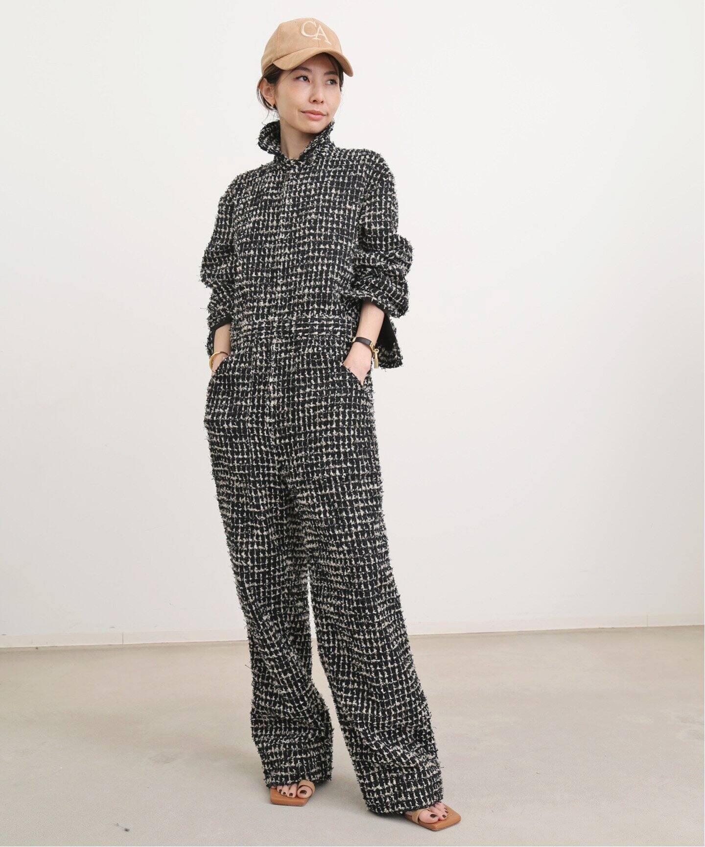 MADISONBLUE/マディソンブルー】ZIP UP JUMPSUITS TWEED（つなぎ 